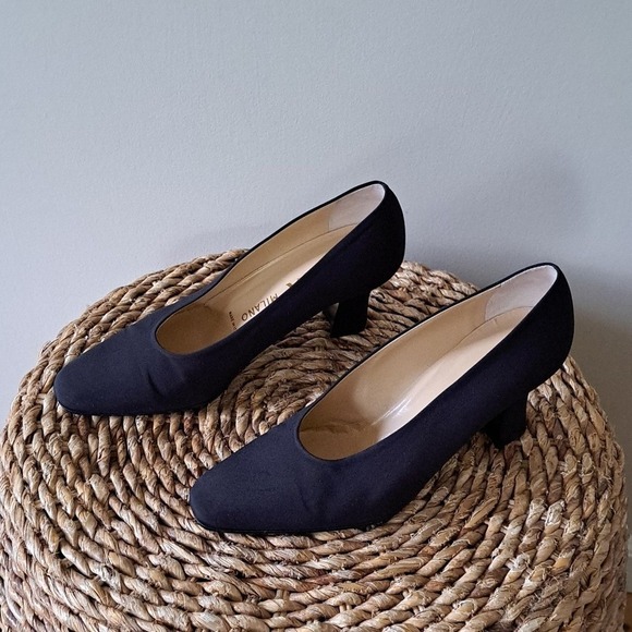 Prada Womens Vintage Luxury Black Fabric Formal 3" Pump Heels EU38/US8 - Picture 2 of 9